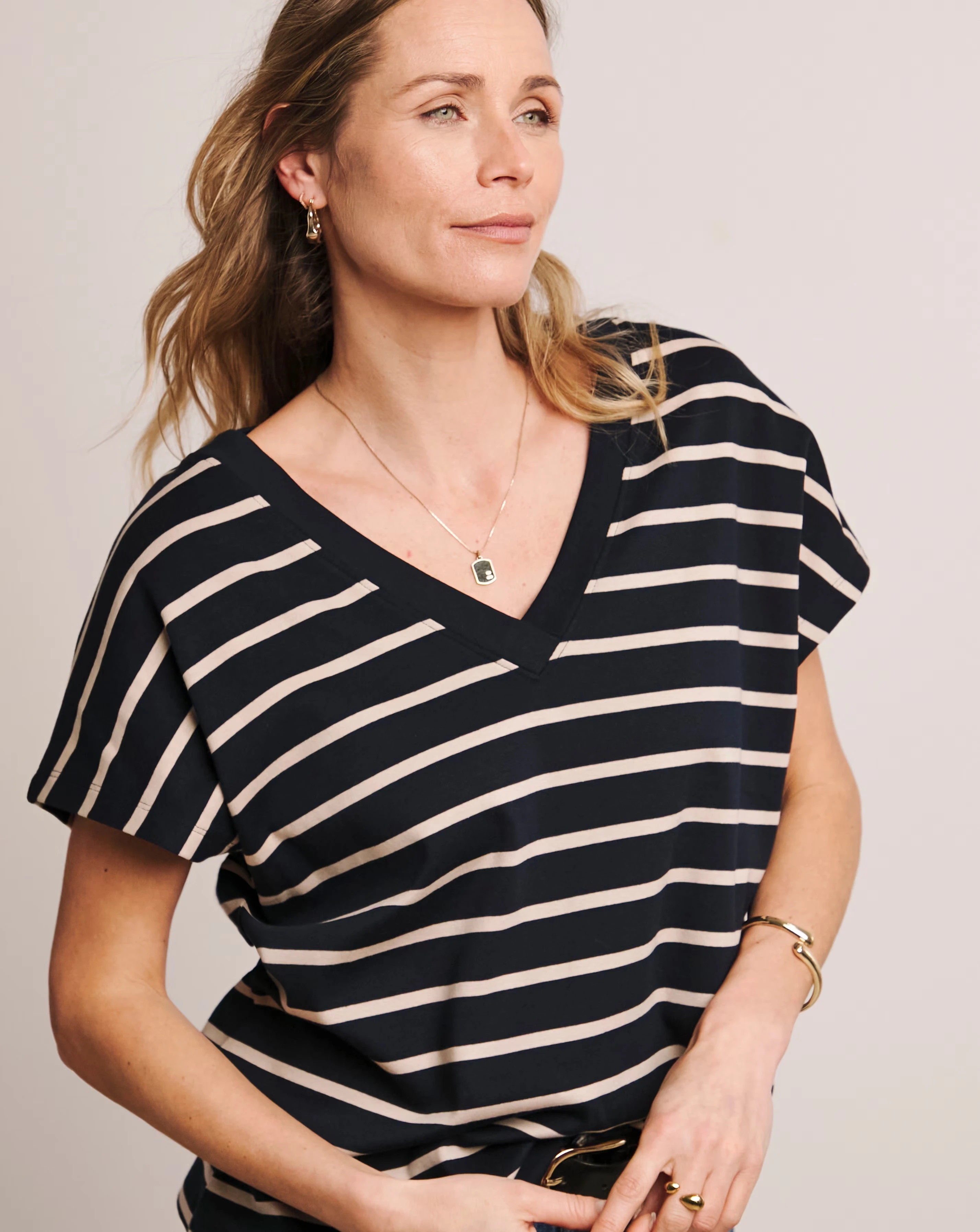 Anthology Stripe V Neck T-Shirt 1 Anthology Stripe V Neck T-Shirt