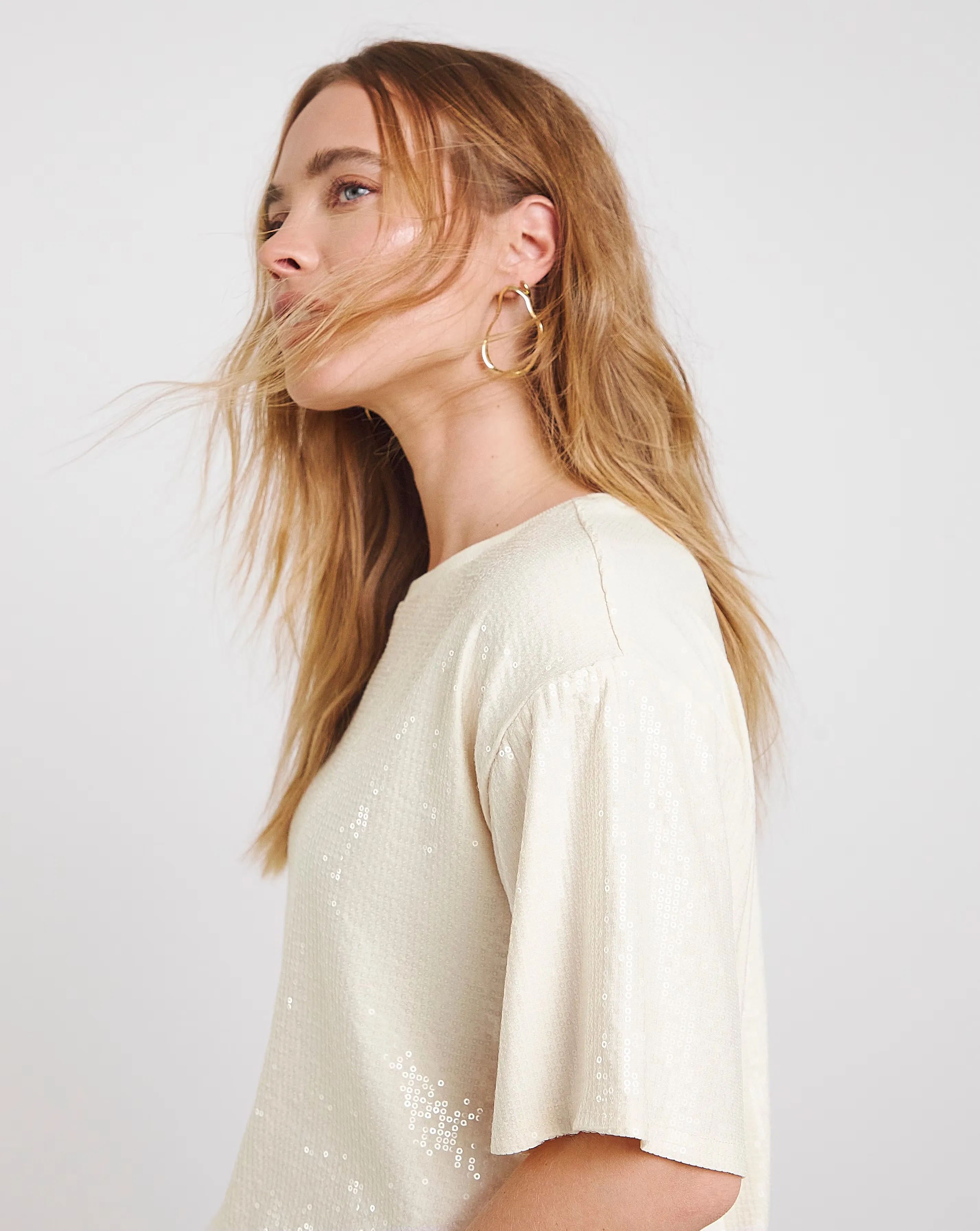 Simply Be White Clear Sequin Boxy T-Shirt 1 Simply Be White Clear Sequin Boxy T-Shirt