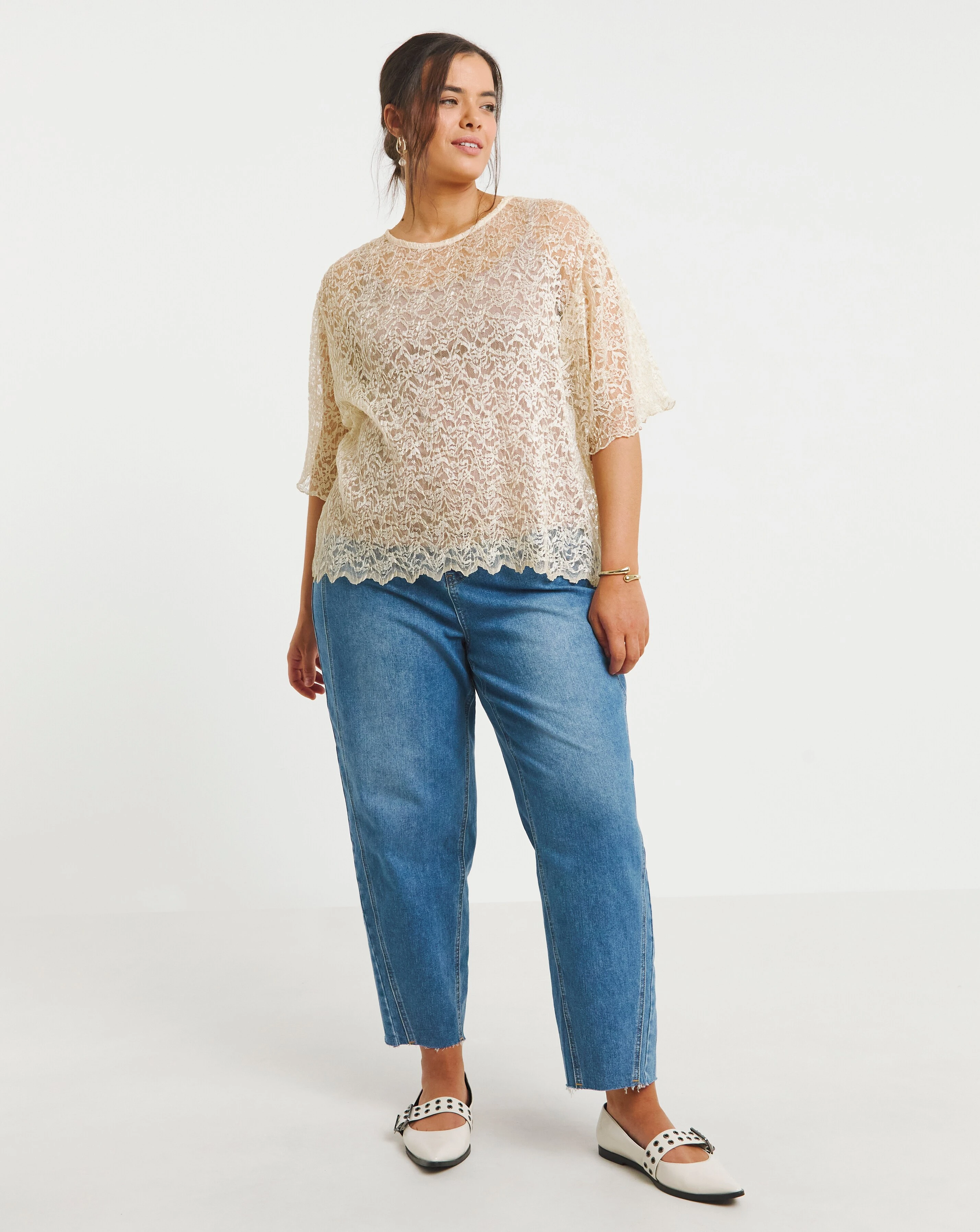 Simply Be Champagne Lace Boxy Top 4 Simply Be Champagne Lace Boxy Top