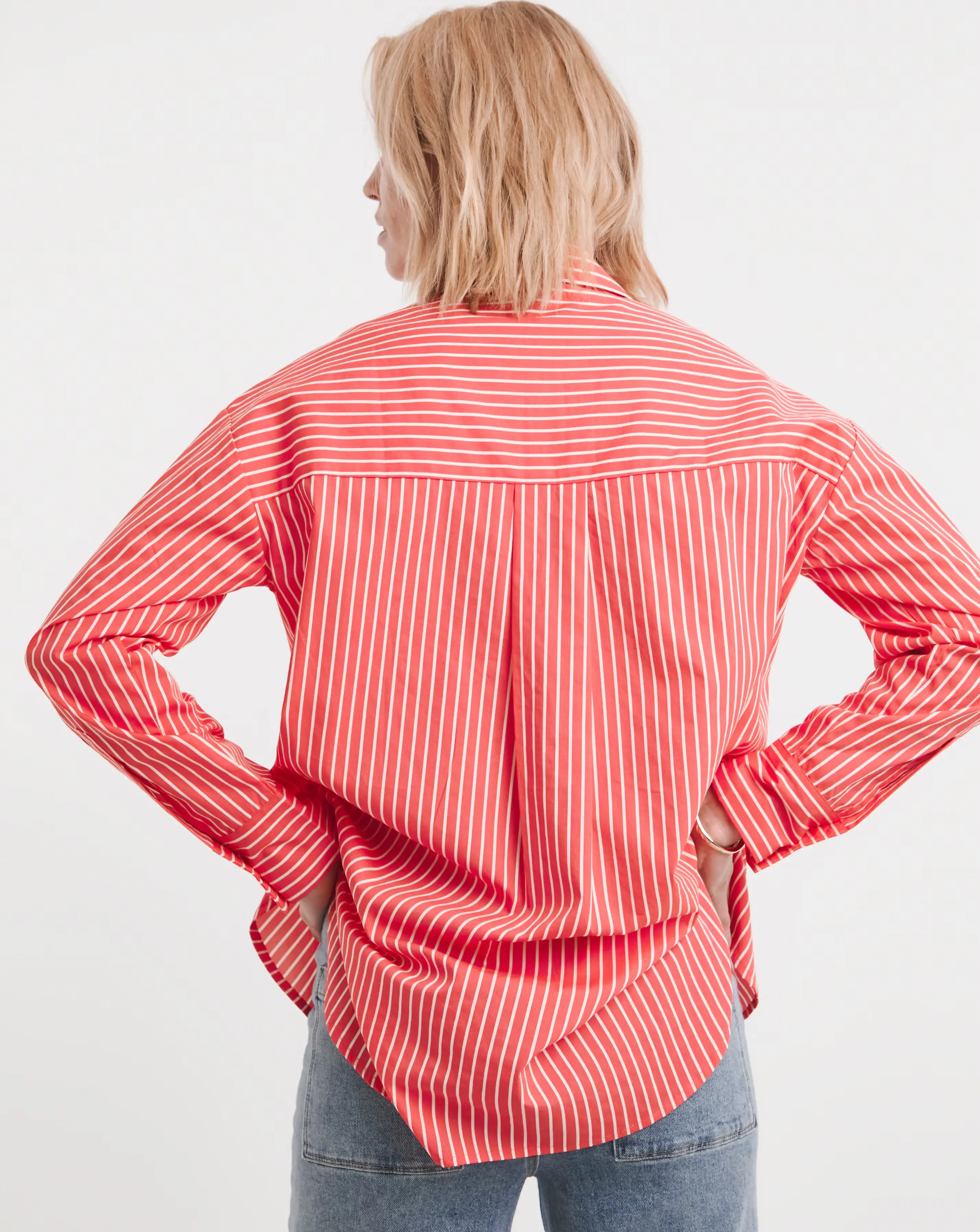 Cotton Poplin Oversized Long Sleeve Stripe Shirt 4 Cotton Poplin Oversized Long Sleeve Stripe Shirt