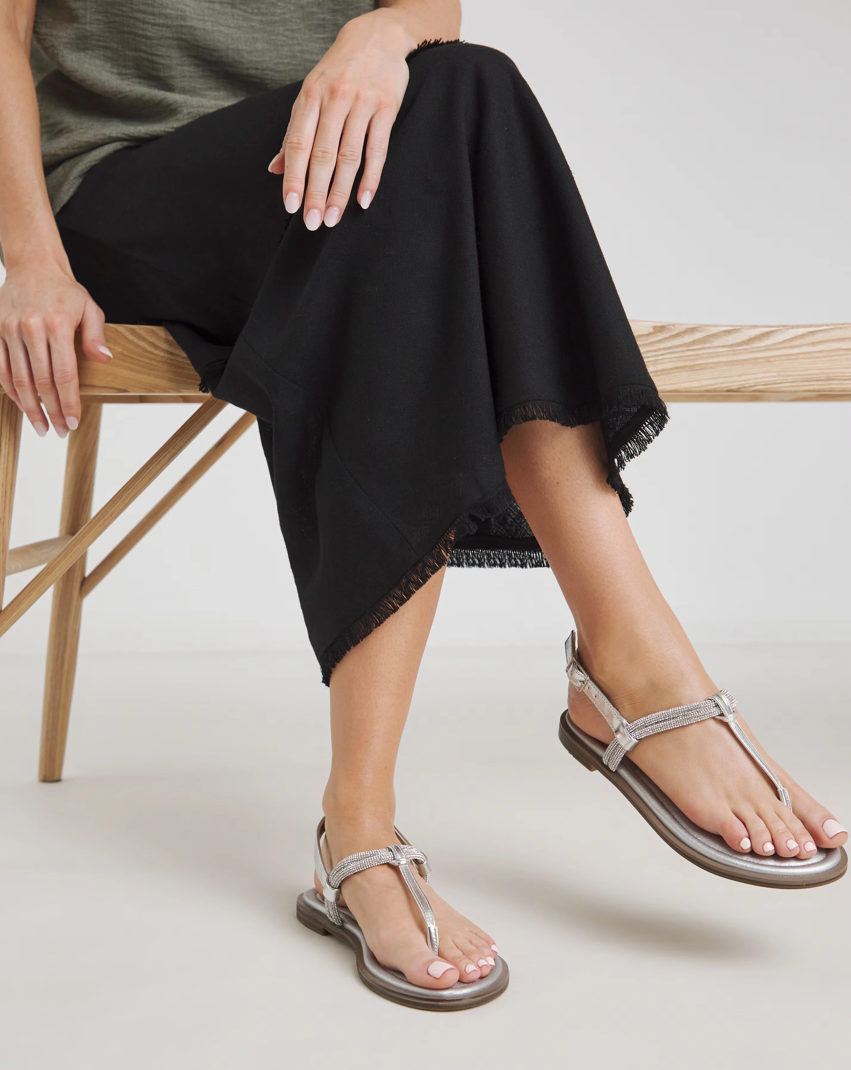 Simply Be Karma Diamante Sparkly Toe Post Sandals - Wide Fit (E)