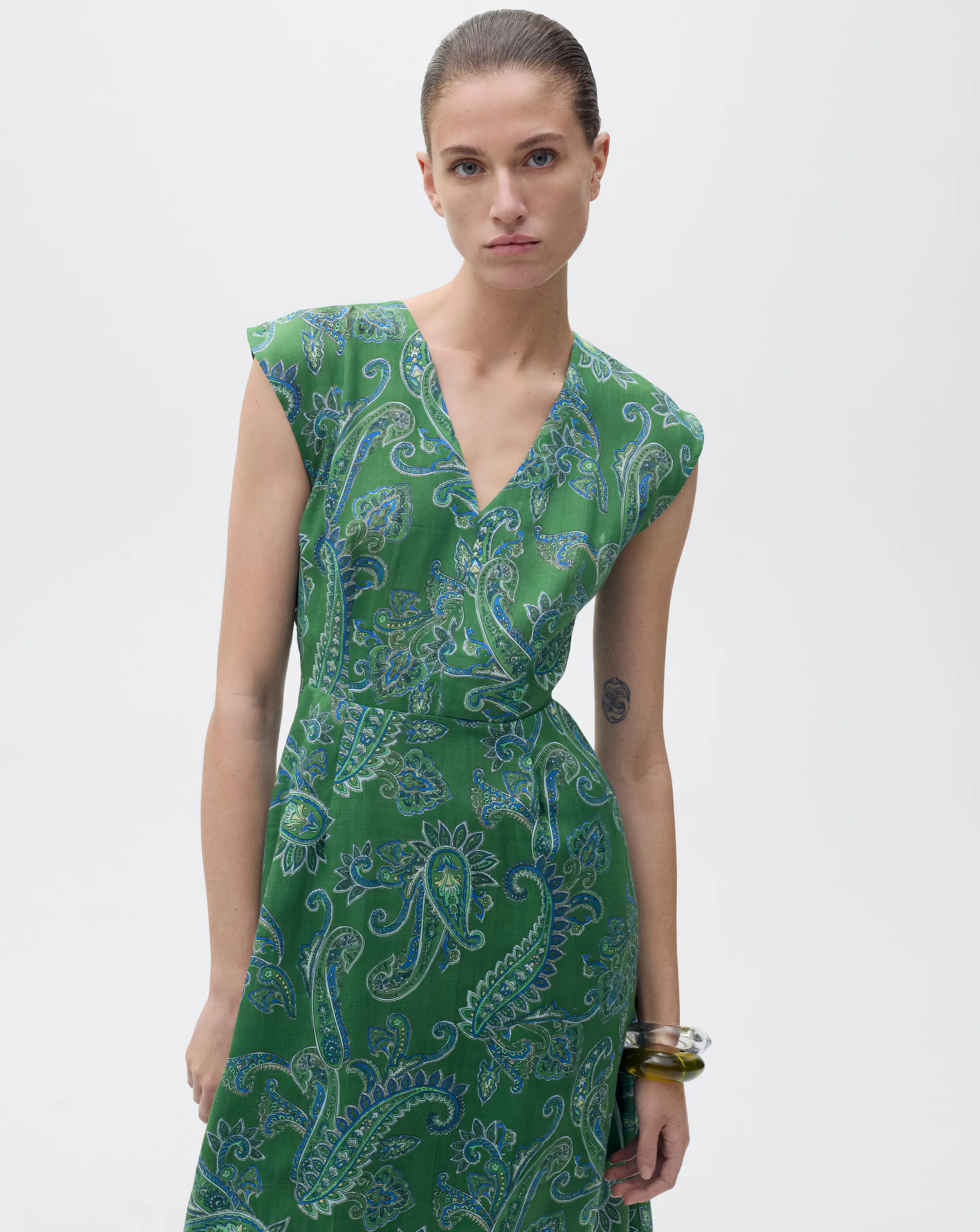 Mango Green Floral Midi Dress 2 Mango Green Floral Midi Dress
