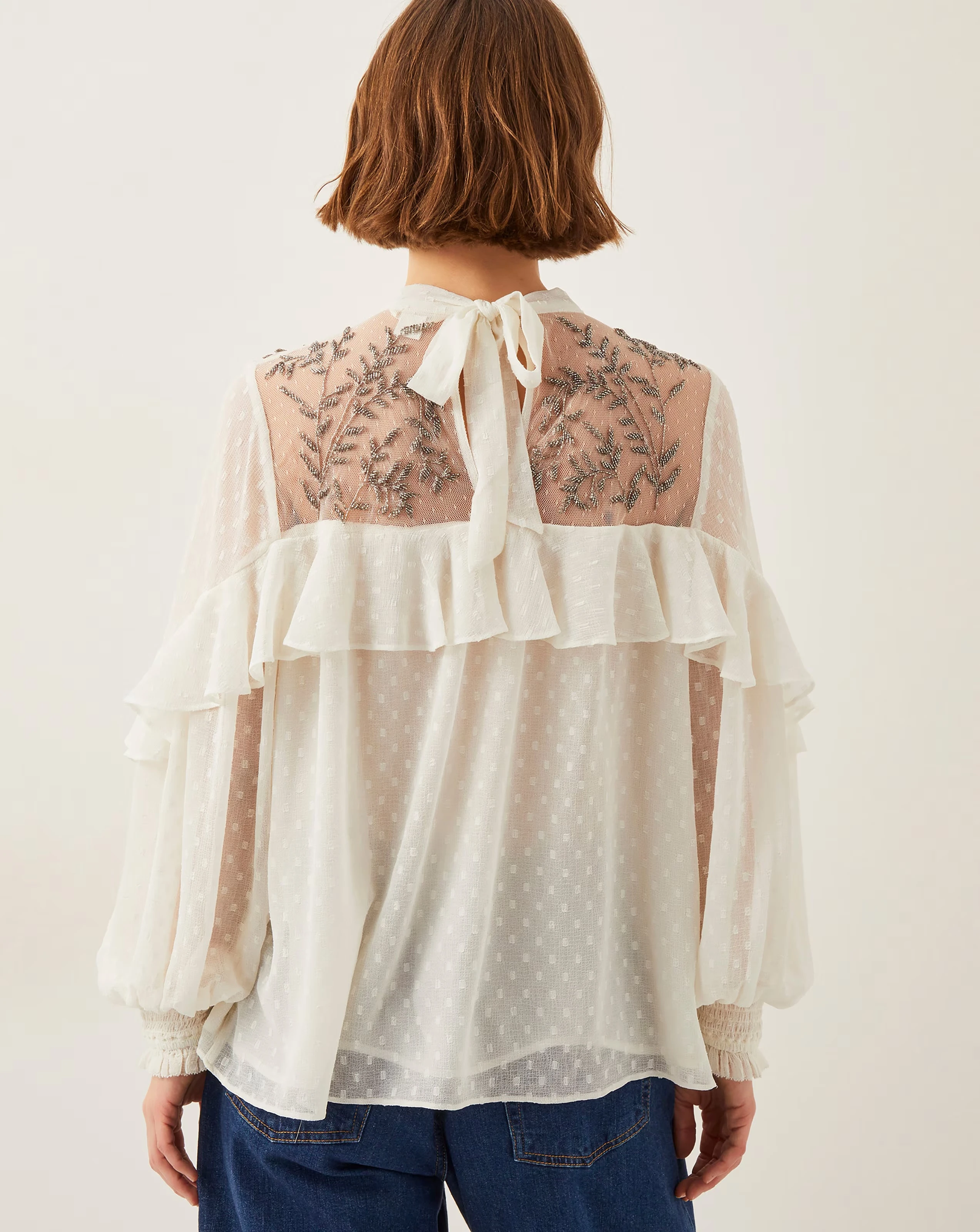 Monsoon Debbie Embellished Polka Dot Ruffle Blouse 3 Monsoon Debbie Embellished Polka Dot Ruffle Blouse