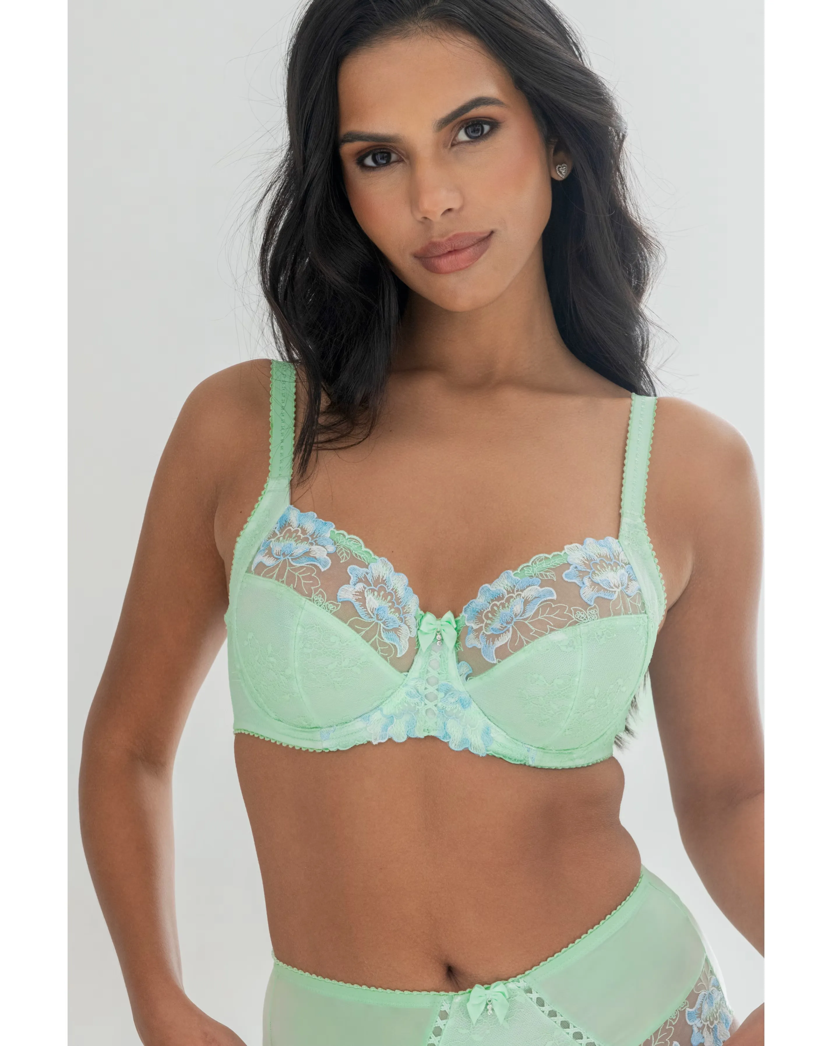 Pour Moi Sofia Full Cup Wired Bra Pistacchio/Blue 2 Pour Moi Sofia Full Cup Wired Bra Pistacchio/Blue