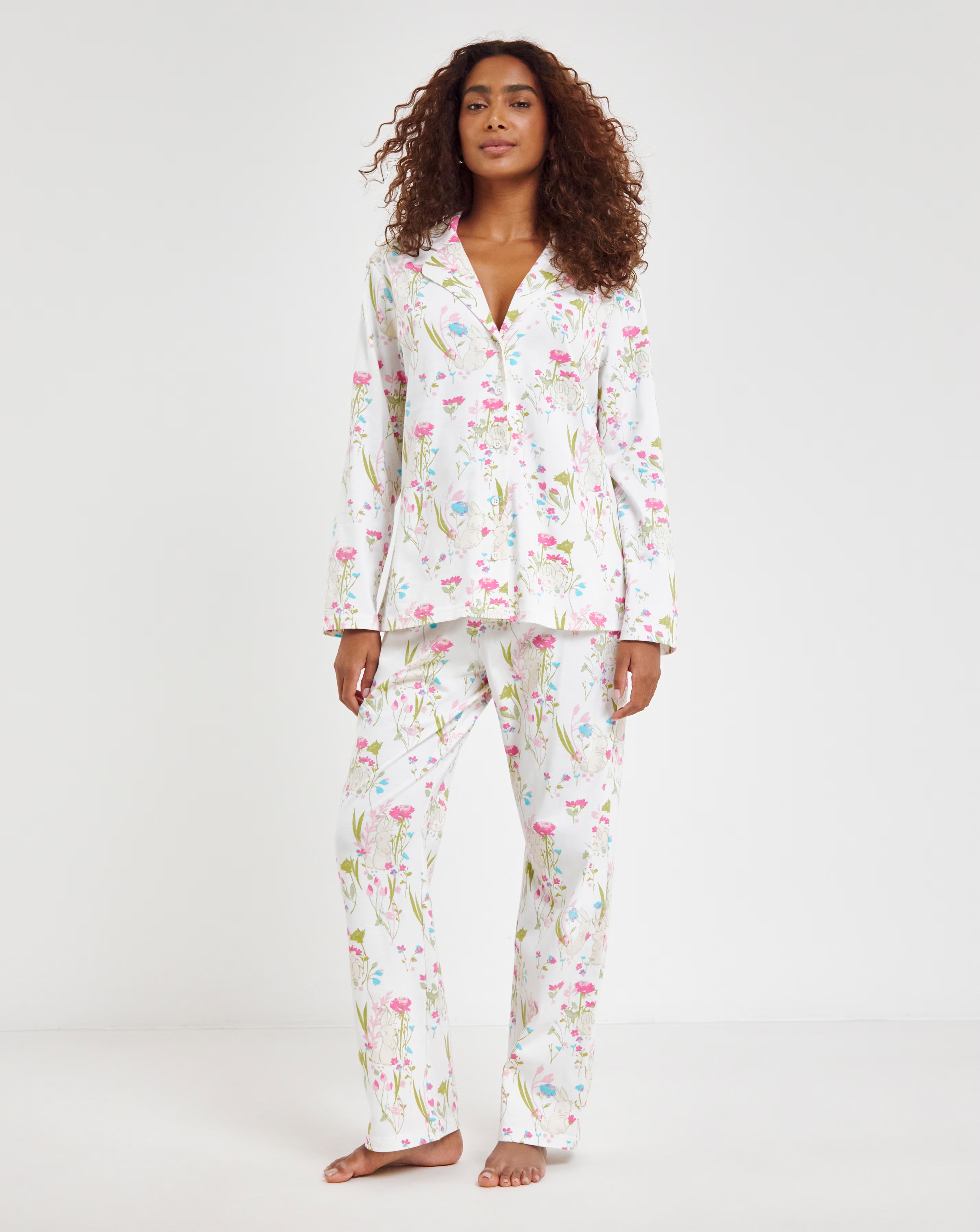 Pretty Secrets Spring Print Cotton Button Through Pyjama Set 2 Pretty Secrets Spring Print Cotton Button Through Pyjama Set
