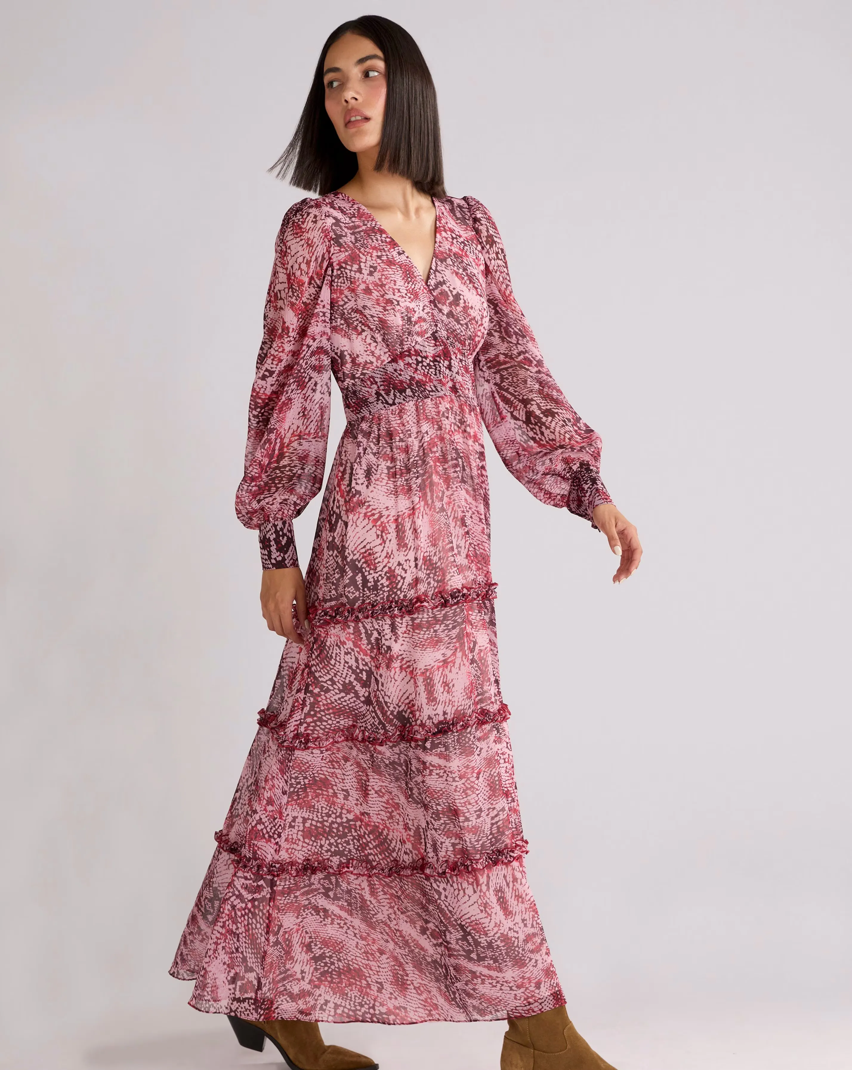 Ro&Zo Snake Print Frill Detail Maxi Dress 4 Ro&Zo Snake Print Frill Detail Maxi Dress