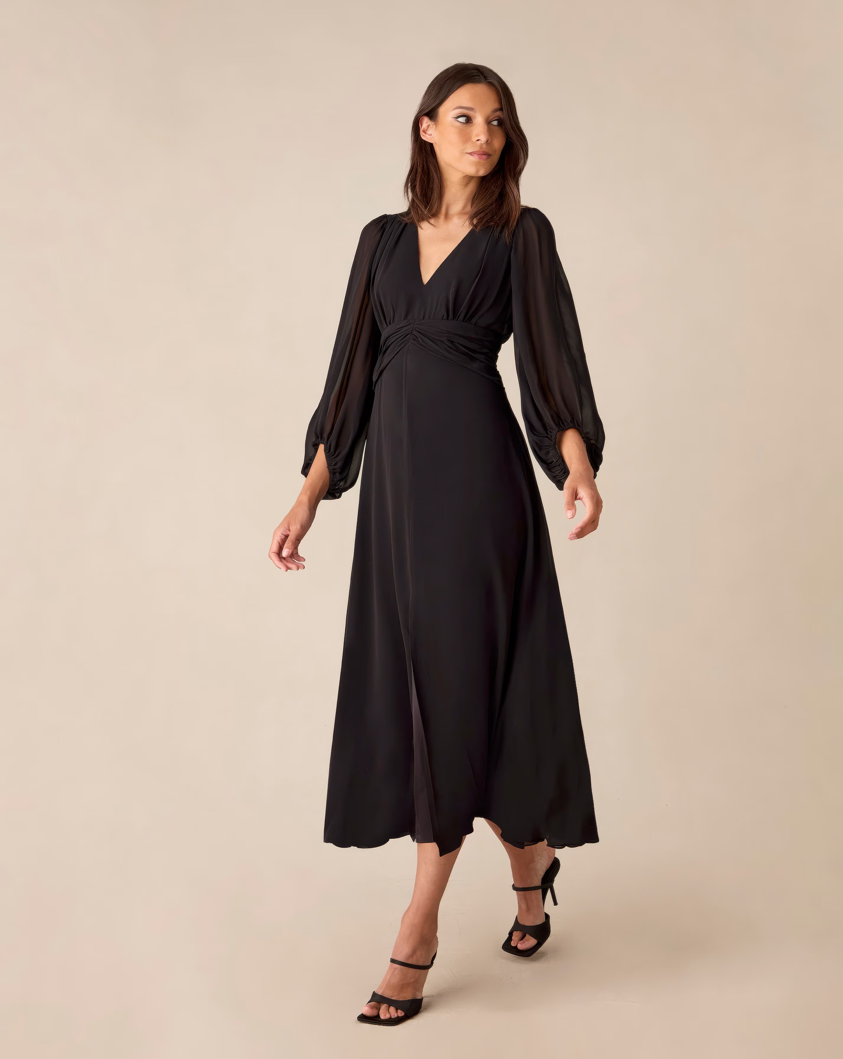 Ro&Zo Black Ruched Waist Maxi Dress 1 Ro&Zo Black Ruched Waist Maxi Dress