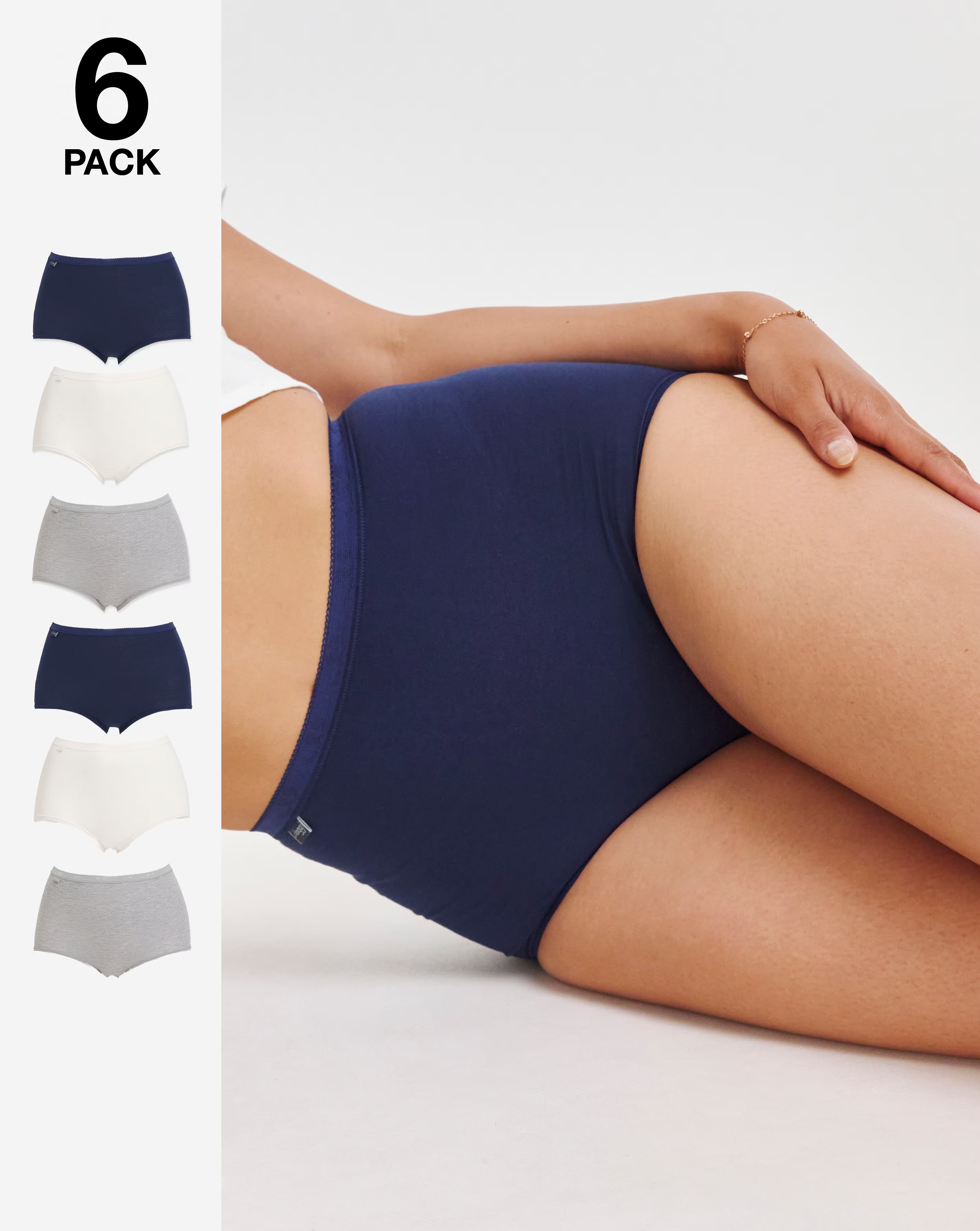 Sloggi (6 Pack) Basic Maxi Cotton Knickers Navy Mix