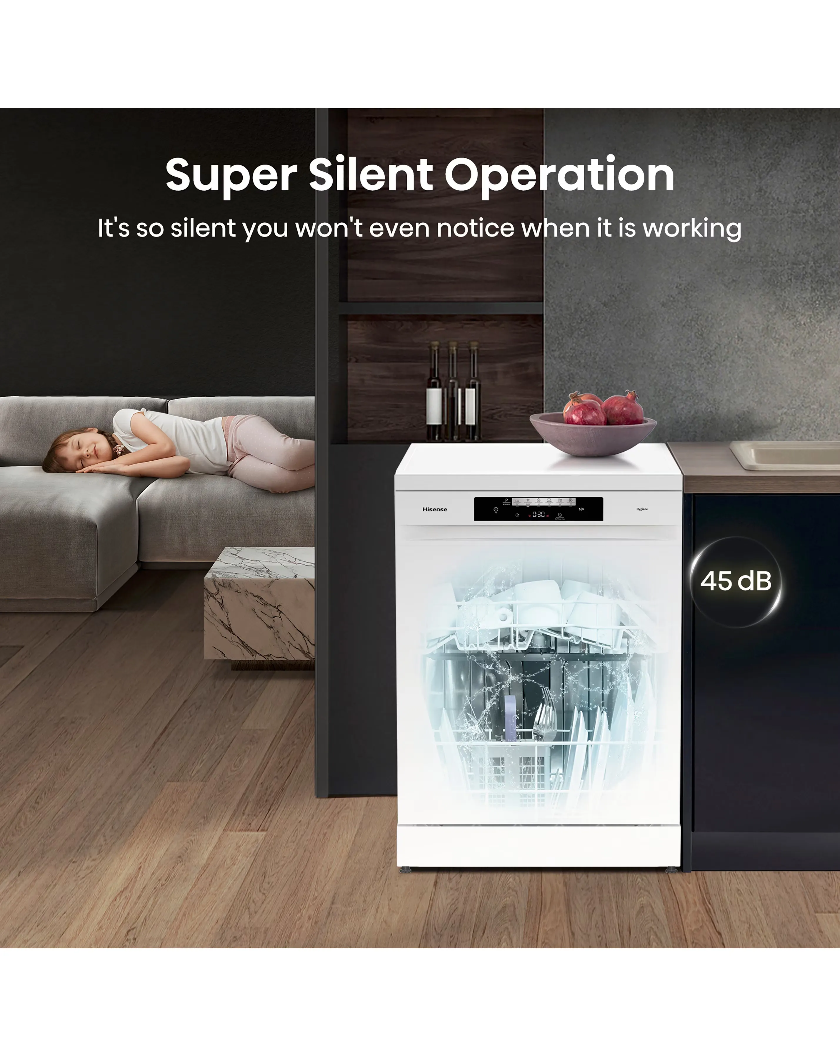 Hisense HS643D60WUK 16 Place Settings Dishwasher with Cutlery Tray - White 13 Hisense HS643D60WUK 16 Place Settings Dishwasher with Cutlery Tray - White