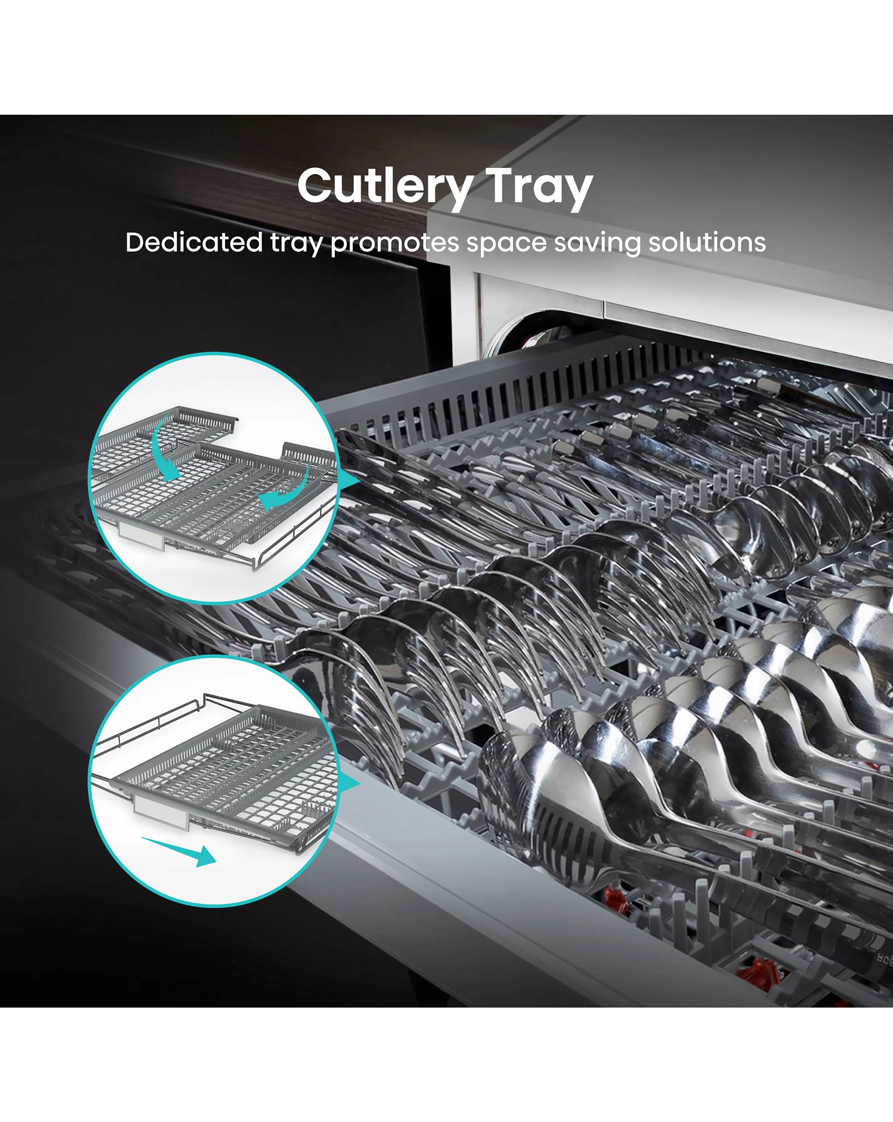 Hisense HS643D60WUK 16 Place Settings Dishwasher with Cutlery Tray - White 9 Hisense HS643D60WUK 16 Place Settings Dishwasher with Cutlery Tray - White