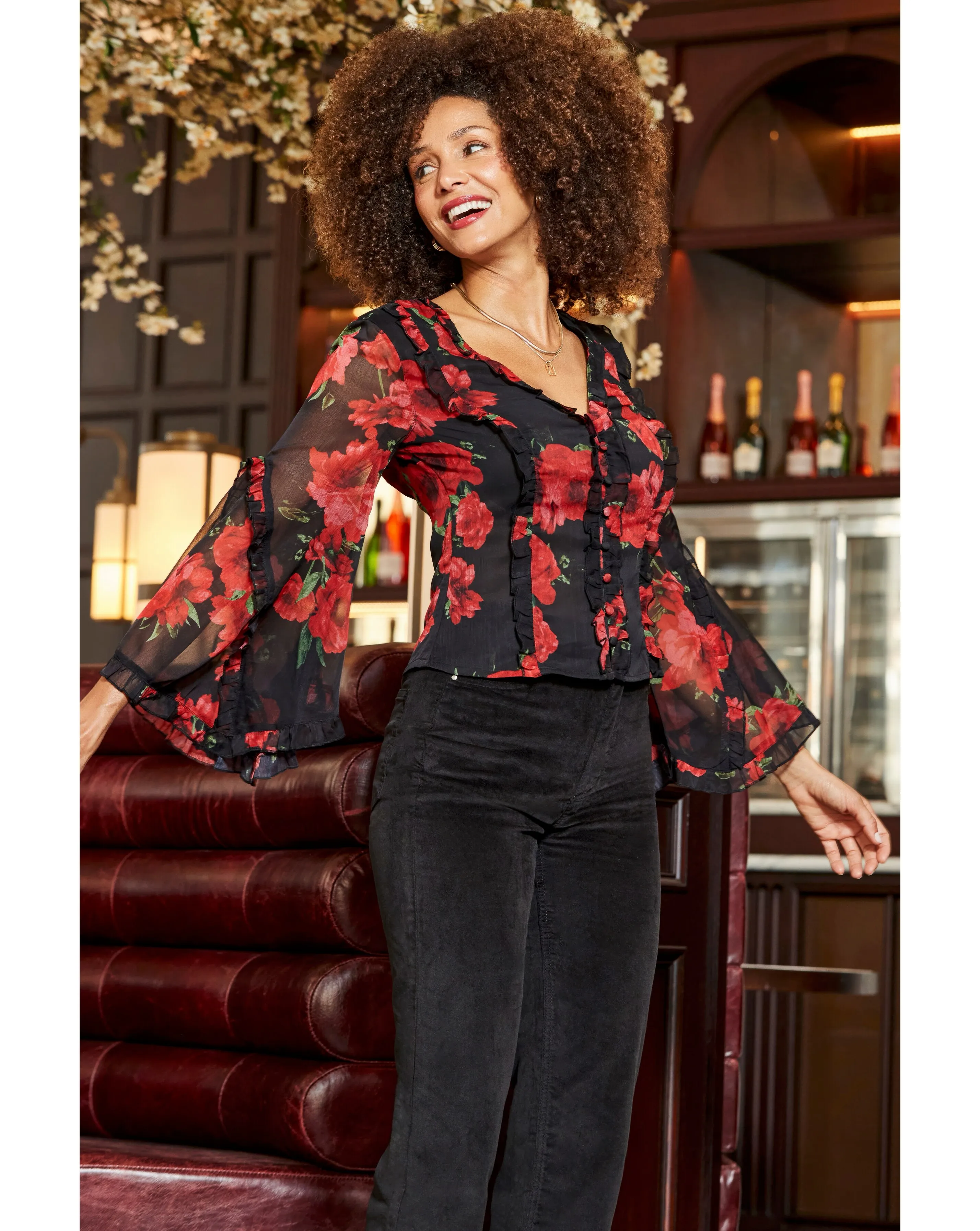 Sosandar Ruffle Front Wide Sleeve Top 3 Sosandar Ruffle Front Wide Sleeve Top